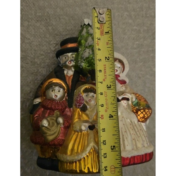 Hand-Painted Mouth-Blown Glass Christmas Ornament Victorian Carolers Poland SZ L - Picture 8 of 9